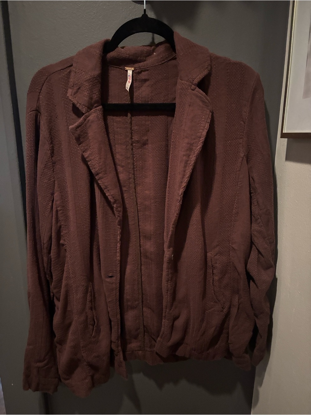 Free People Brown Open-Front Blazer Jacket